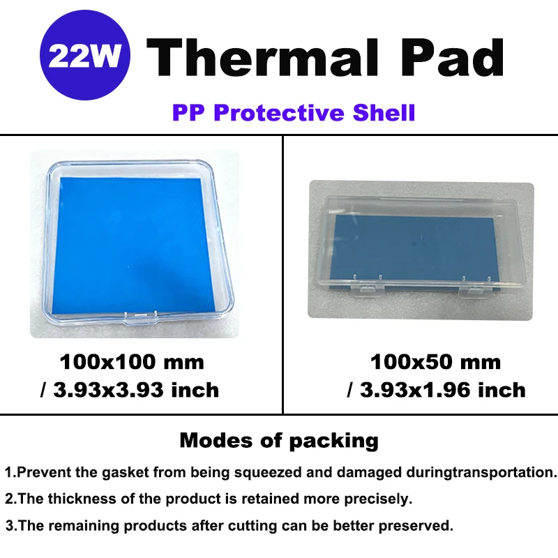 22W 100X50 /100x100 Thermal Pad Silicone Sheet 1mm 1.5mm 2mm 3mm Silicon Thermal Pads Gap Filler Cpu Gpu