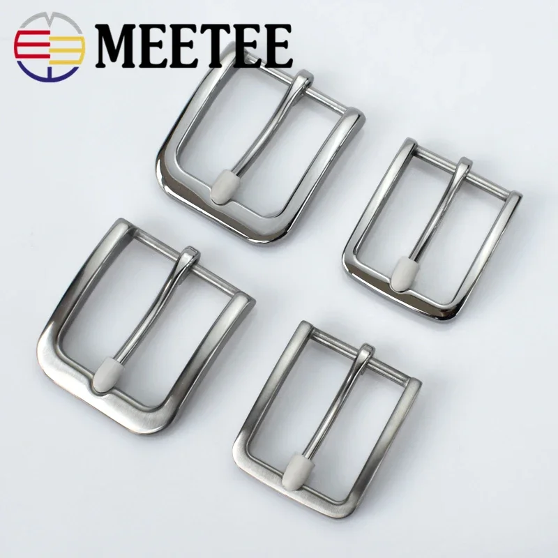 35/40mm Meetee Stainless Steel Mens Belt Pin Buckle for DIY LeatherCraft Cowboy Jeans Waistband Head Clothing Sewing Accessories