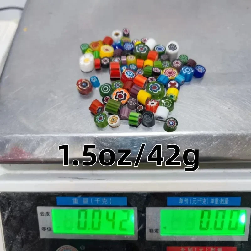 1.5oz/42g Colorful Millefiori Mosaic Tiles Glass Fusion Tile Thousand Flower Beads Cylinder Shape DIY Crafts Material