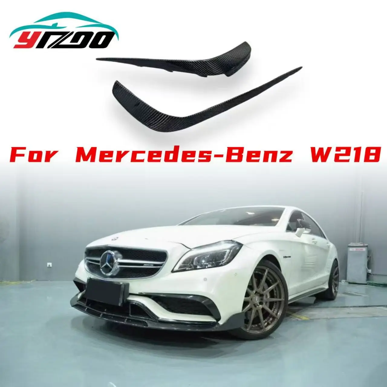 

Carbon Fiber / FRP Car Front Canards Bumper Splitters for Mercedes-Benz W218 CLS63 AMG Sedan 4-Door 2015-2017 Front Flaps Fins