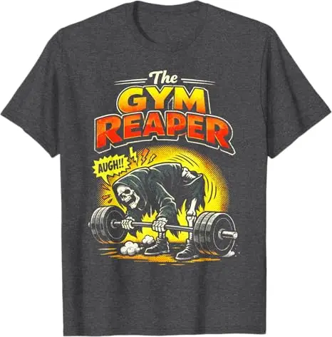 The Gym Reaper Deadlift Fail, lustiges Fitness-Bodybuilder-Gym-T-Shirt, Y2k-Skelett, Gewichtheben, Übung, ästhetische Kleidung, T-Shirts – Detail 3