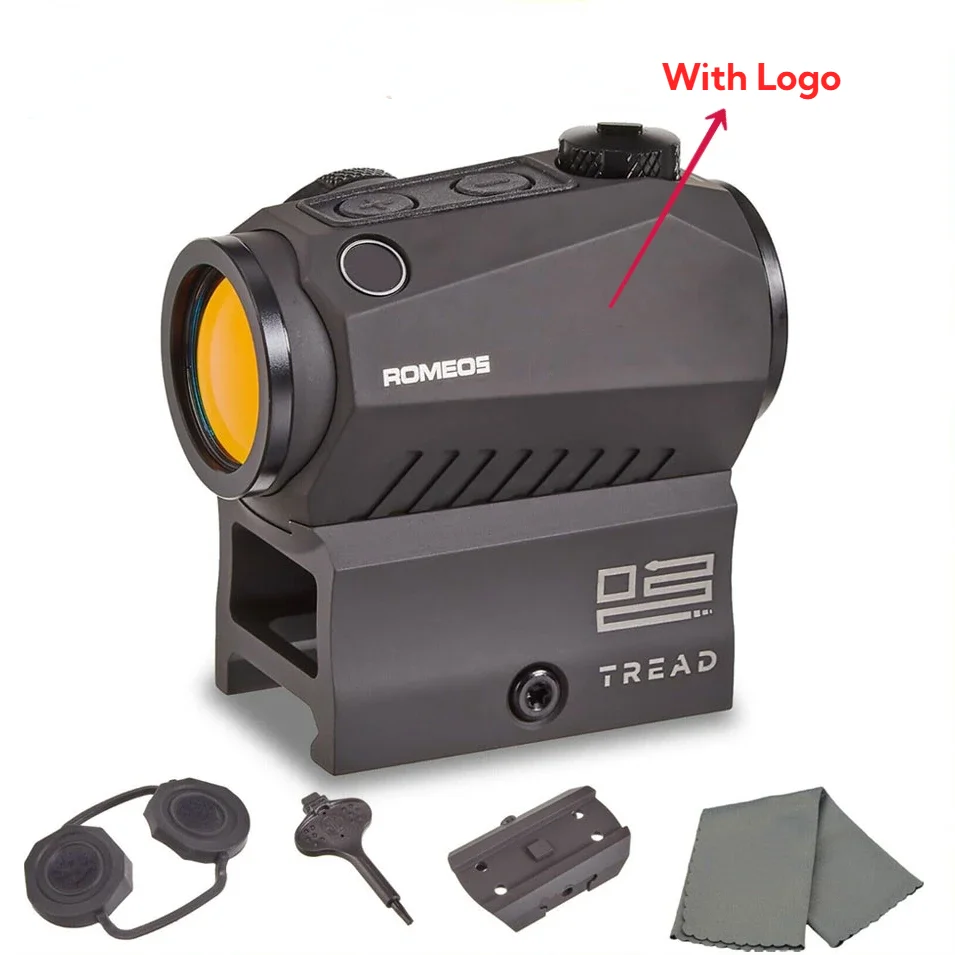 

ROMEO5 Red Dot Scope Compact Holographic Reflex 2 MOA Airsoft Hunting Sight with 20MM Riser Rail Mount and All Logo