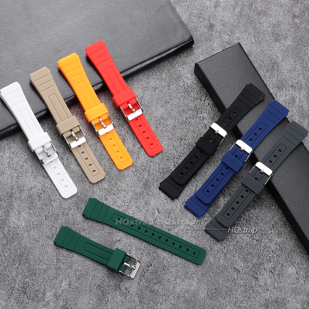 18mm Silicone Watch Strap for Casio W800H Black Bracelet for SGW400 F91W F84 F105/108/A158/168 AE1200/1300 Soft Sport Watchband view 2