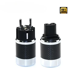 Hi-end FI50 Black Carbon Fiber Rhodium Plated With Gasket EU US standard AC Power IEC Female Plug Hifi US AC Power Plug
