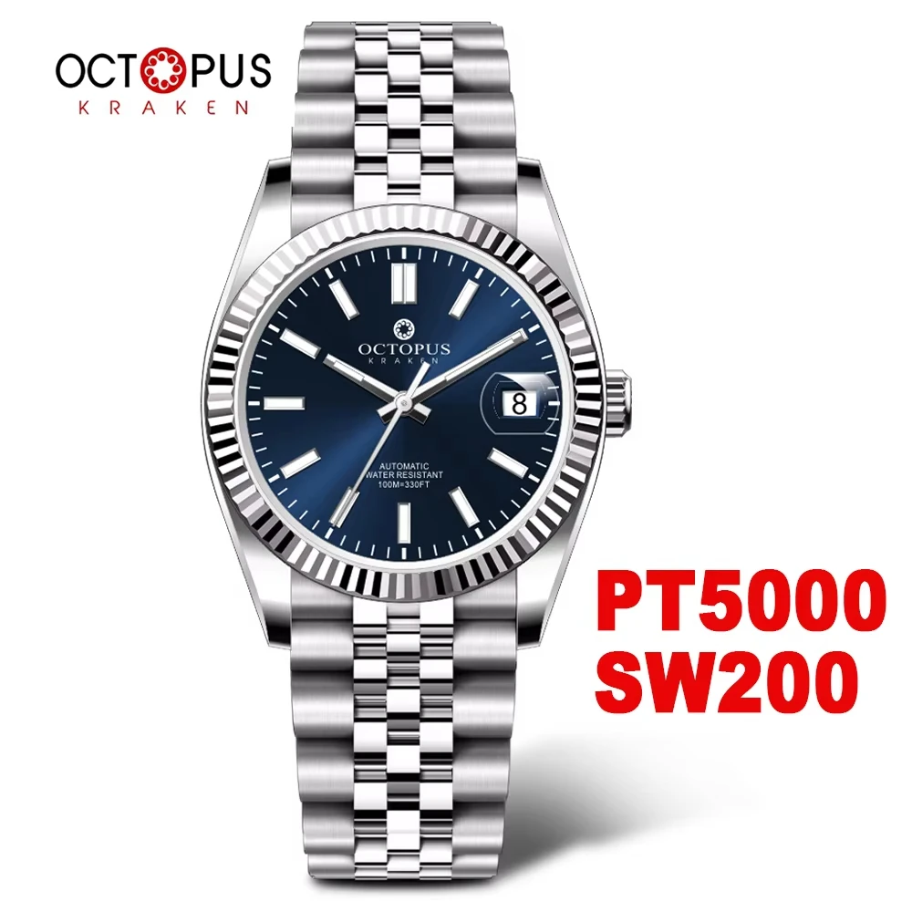 

Octopus Kraken 36 мм Роскошные мужские механические часы из нержавеющей стали с автоматическим механизмом PT5000 Эмалированный циферблат Сапфировые наручные часы