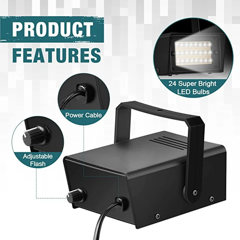 4 Stück Strobe Party Lichter, helle LED Blitzlichter Mini Party Lichter einstellbare Flash Speed Control Party Bühne