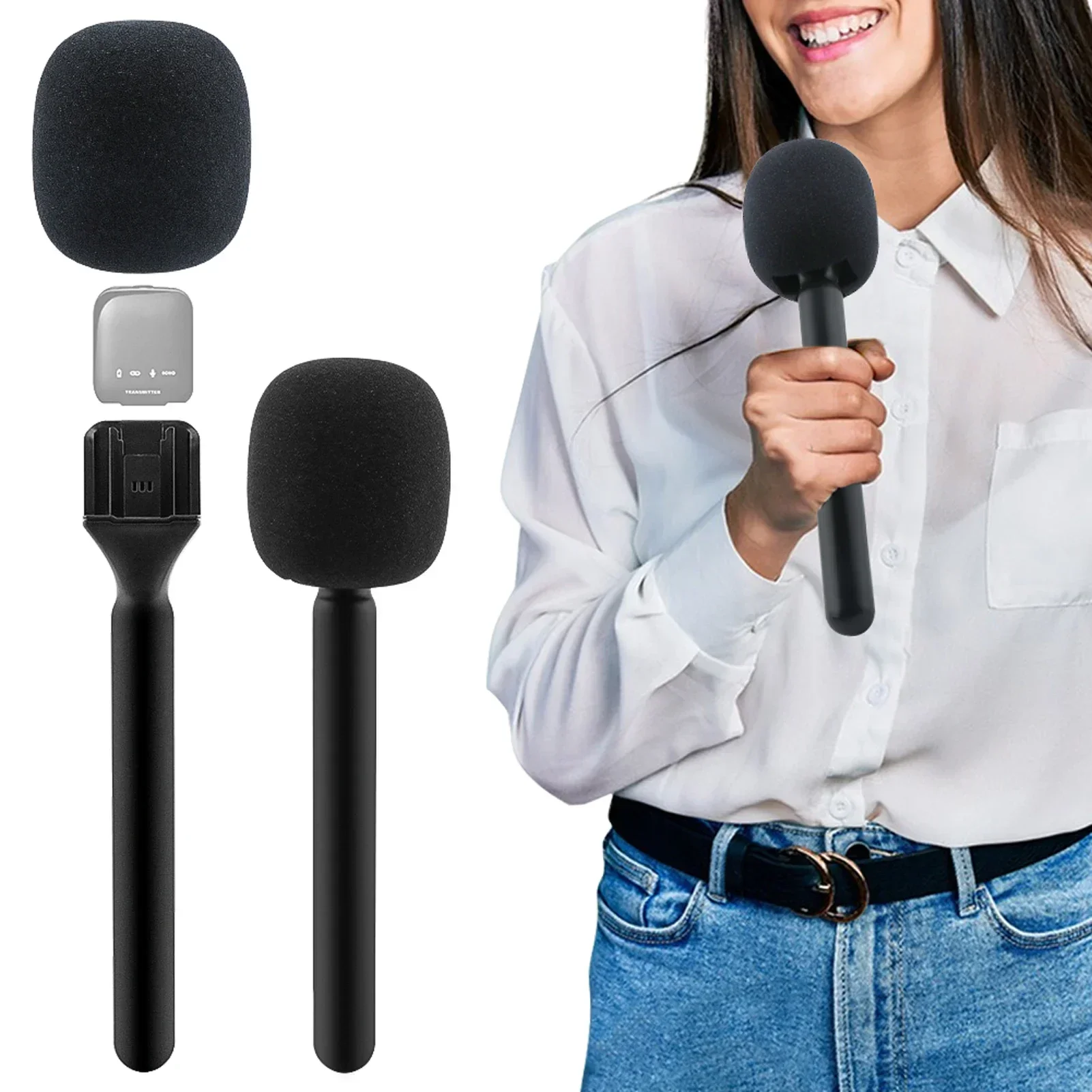 Handheld Adapter Lightweight With Foam Interview Microphone Handle TV Reporter Wireless Cold Shoe Indoor Outdoor Fit For Rode Go