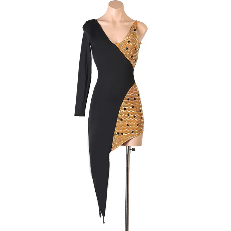 Latin Dance Dress Competition Suit Professional Ballroom Dance Suit Single Break Halter Rumba Skirt