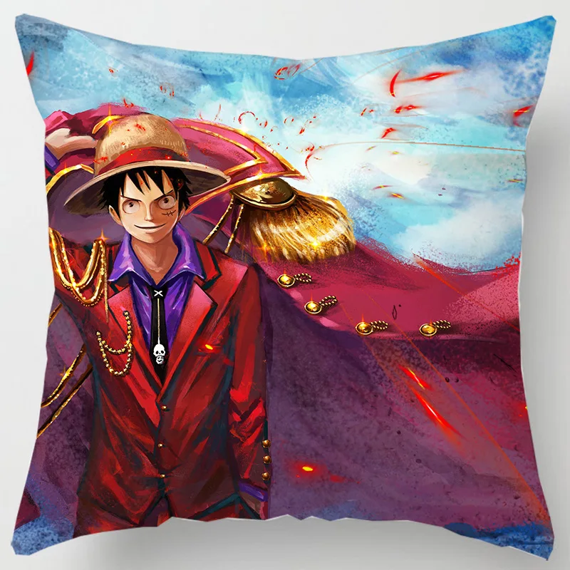 45CM Anime One Piece Monkey D. Luffy Roronoa Zoro Nami Printed Pillowcase Living Room Sofa Car Decor Pillow Cases Cushion Covers