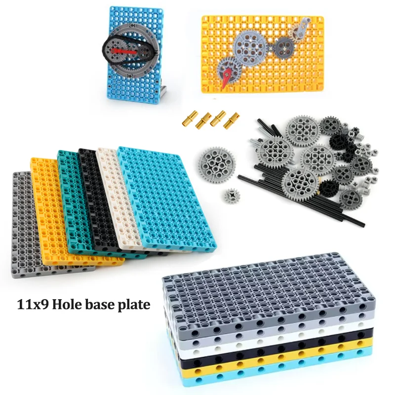 MOC 11x19 Grundplatte Technologie Bausteine Teile Kompatibel Kleine Kette/Räder Zahnräder Track Achse Montage Ziegel Crawler spielzeug