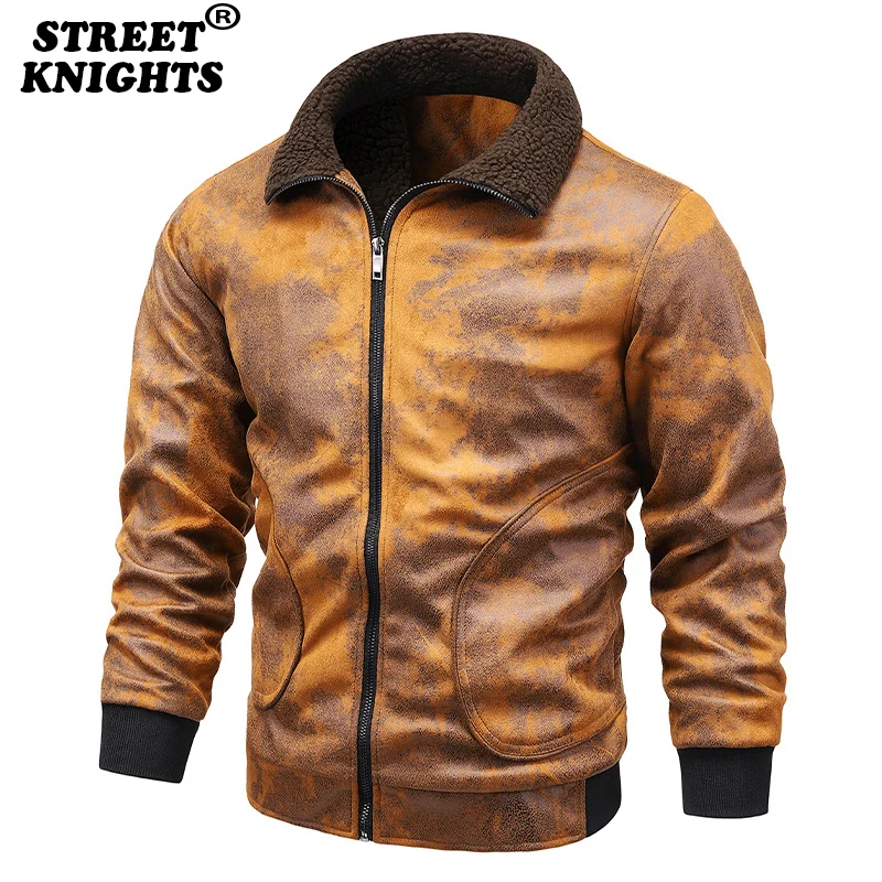 

Men 2021 Autumn Winter Thick Warm Fleece Leather Jacket Coat Men Winter Outwear Casual Military Bomber Motor Biker Jackets Men