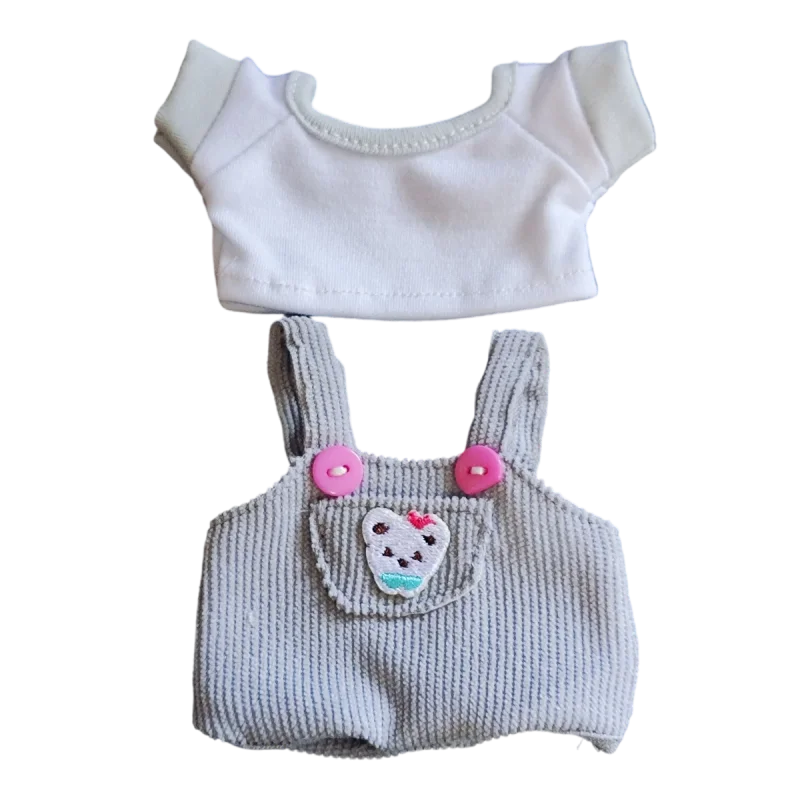

For 15/17cm Mini Plush Doll'S Clothes Outfit Accessories For Korea Kpop Exo Labubu Idol Top overalls set Clothing Gift waist bag