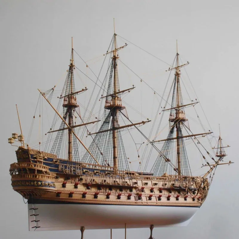 Wooden Ship Model Kit DIY Hand-assembled Ship Model  Gift, Simulated Sailboat Model
