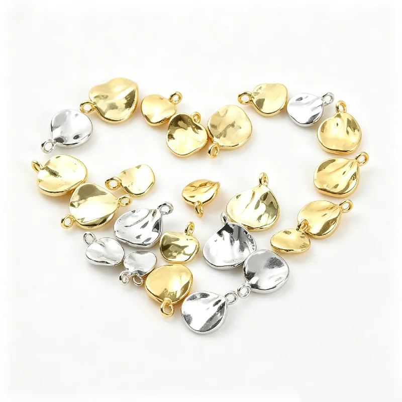  5/10Pcs 6/8MM 18K Gold Plated Irregular Round Charms For Bracelets Jewelry Brass Small Pendant DIY Jewelry Making Accessories