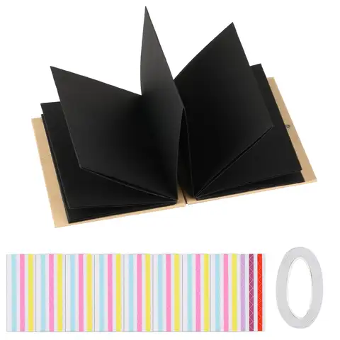 17.5x11.5cm DIY Black Photo Album - Scrapbook for Weddings, Birthdays & Memories