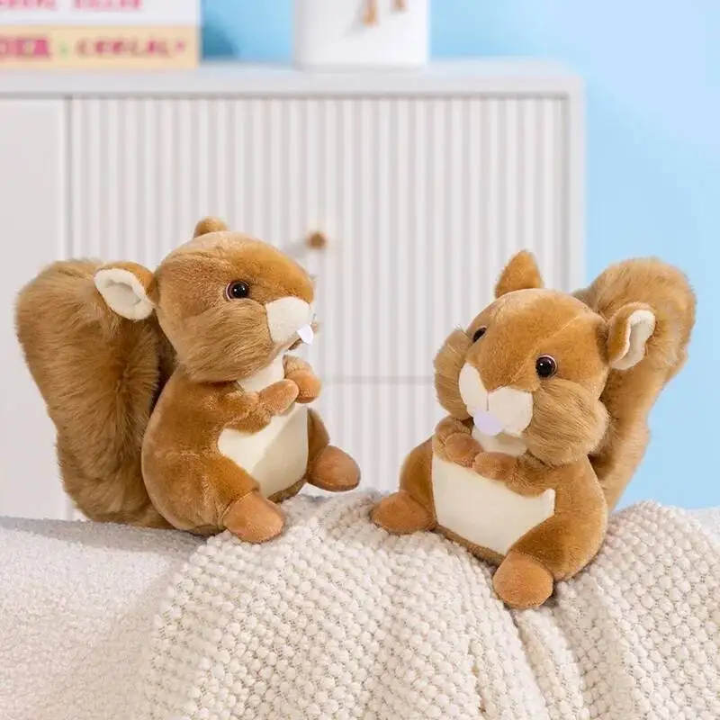 

Cuddly Lifelike Mini Squirrel Plush Toys Cozy Fluffy Hugging Squirrel Doll Funny Palm Finger Pets Lovely Kids Game Props