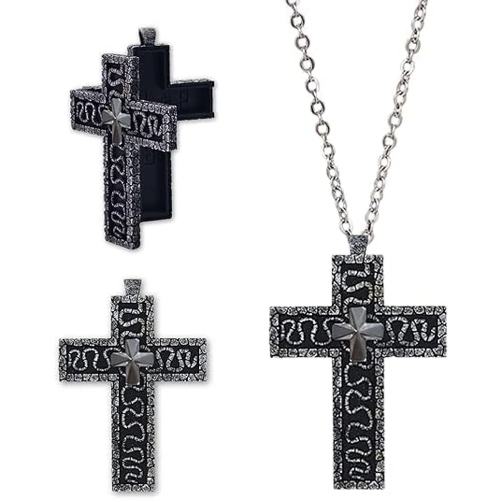con compartimento secreto Collar con colgante de cruz que se puede abrir Collar con colgante de cadena impresa en 3D Joyería con dijes de acero inoxidable vintage