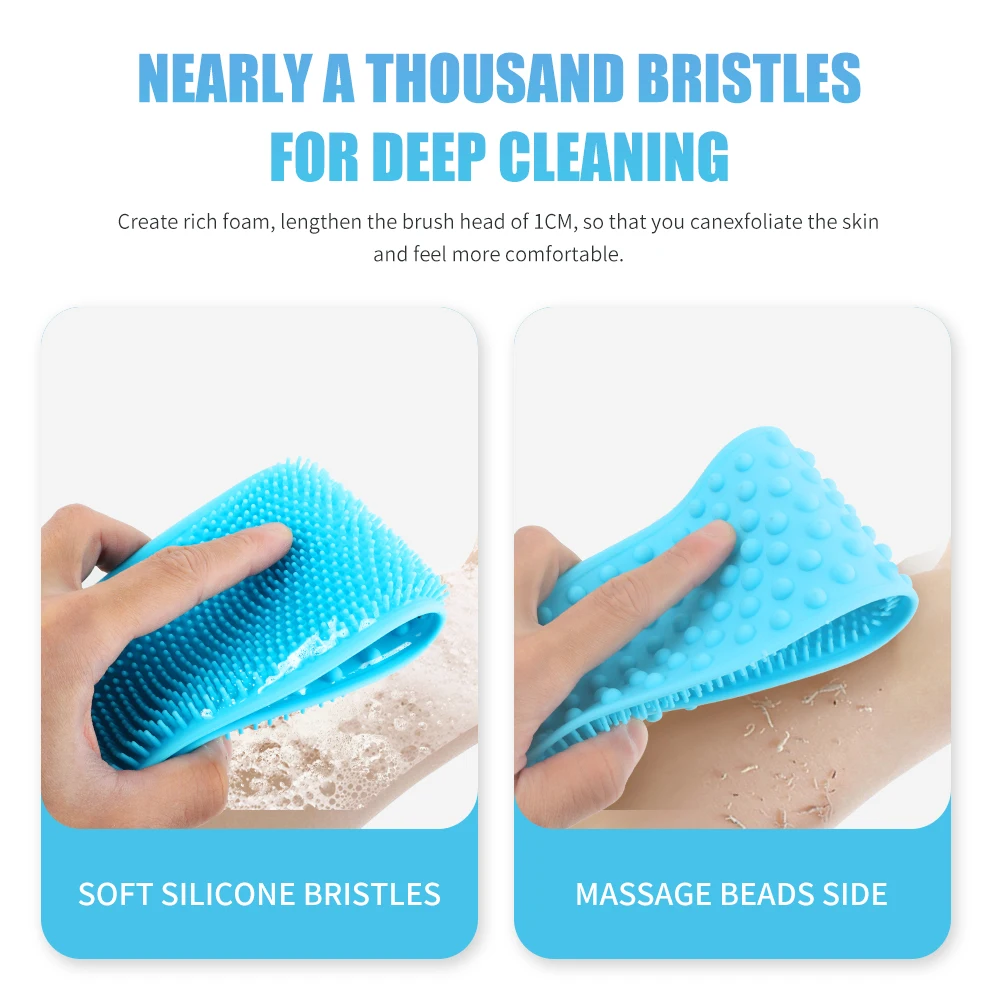 Body Sponge Silicone Brushes Bath Towels Body Scrubber Rubbing Back Peeling Massage Shower Extended Scrubber Skin Clean Brushes