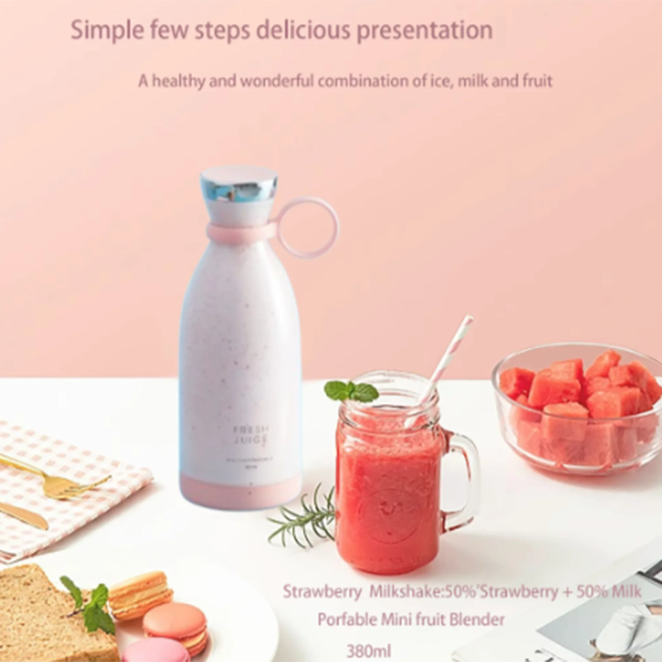

1pc Rechargeable electric juicer for fresh fruit and nutritious fruit juice-suitable for family, travel and anytime, anywhere.