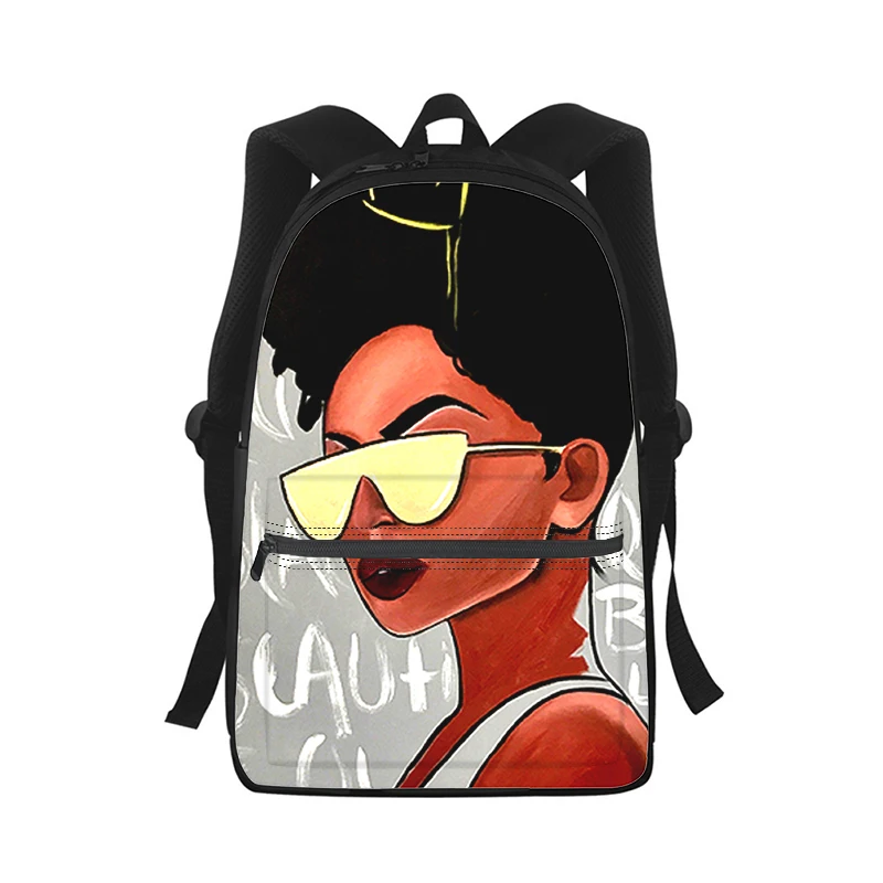 Black Girl Painting Pretty Backpack para homens e mulheres, 3D Print, Fashion Student School Bag, Laptop Backpack, Kids Travel Shoulder Bag