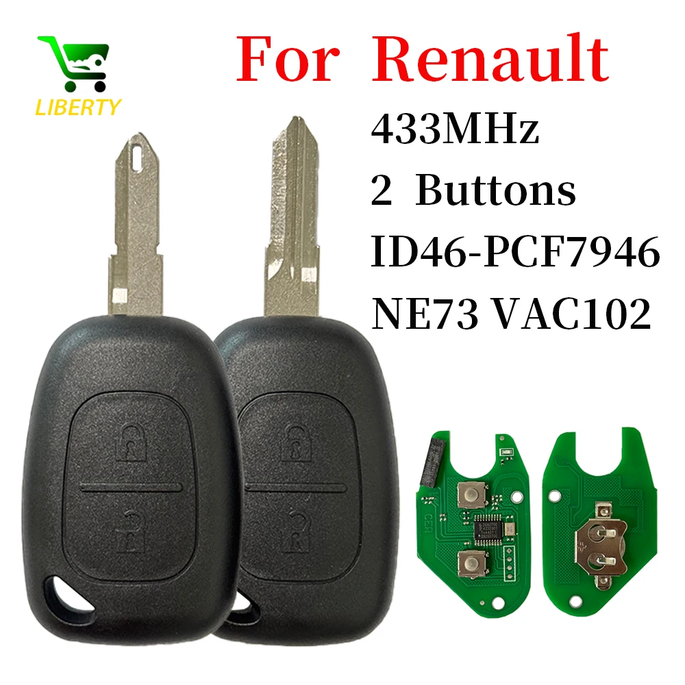 Liberty Remote Car Key 433MHz ID46 PCF7946Chip for Renault Master Traffic Vivaro Kangoo Movano 2003-2013 with NE72 VAC102 Blade