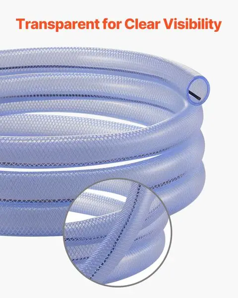 Braided Clear Vinyl Tubing 3/4' ID x 19/20' OD 10FT Plastic PVC Tubing