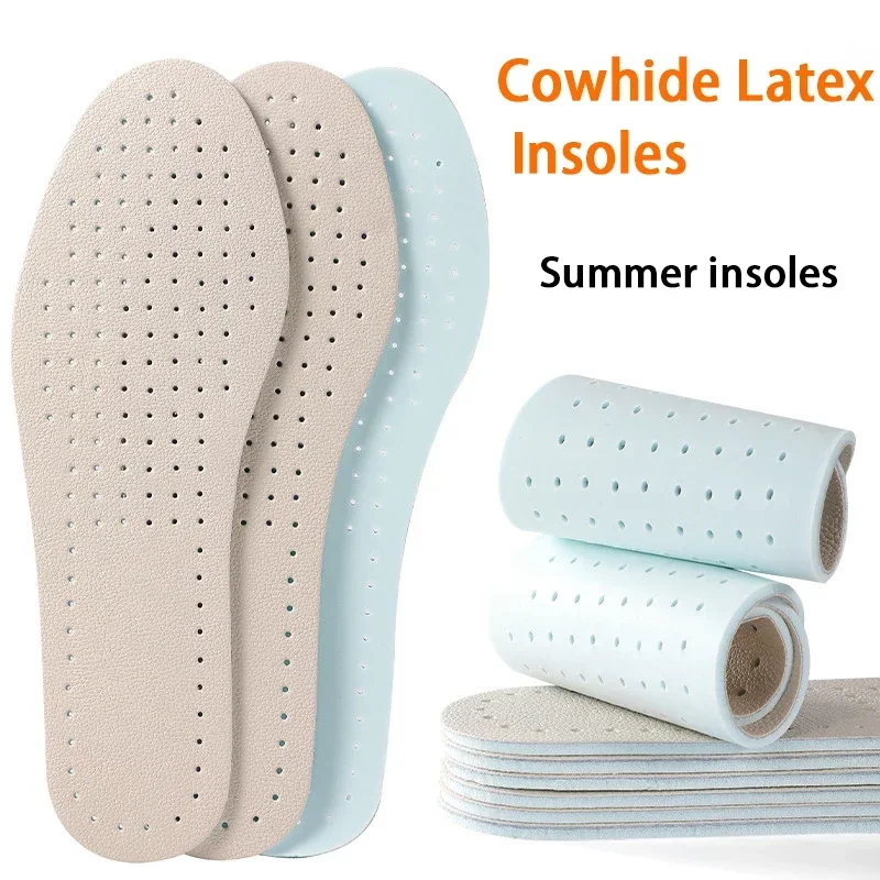 

Summer Thin Cowhide Latex Insoles High Elastic Shock Absorbing Anti-Odor Comfortable for Long Standing