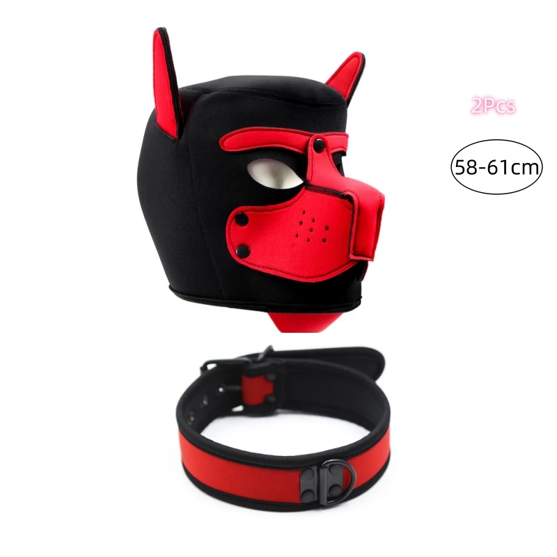Large Size Sexy Padded Rubber Puppy Cosplay Costume Set Full Head Hood New Mask with Ears 8 Colors for Dog Couples RolePlay Game