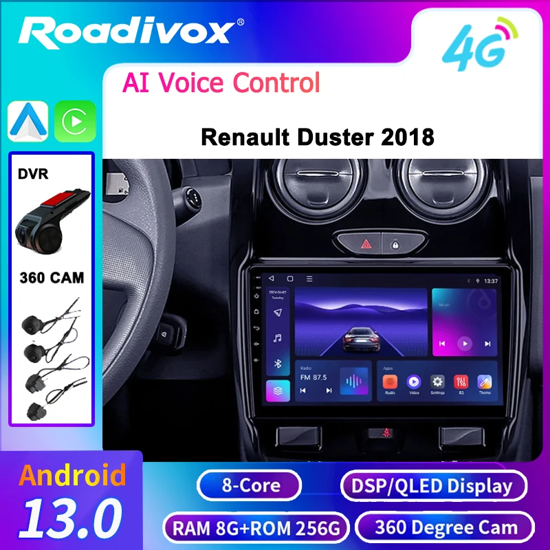 Car Stereo Radio For Renault Duster 2018 Android  GPS Navi Carplay Car Stereo Adio Multimedia Video Player Carpl 2 DIN