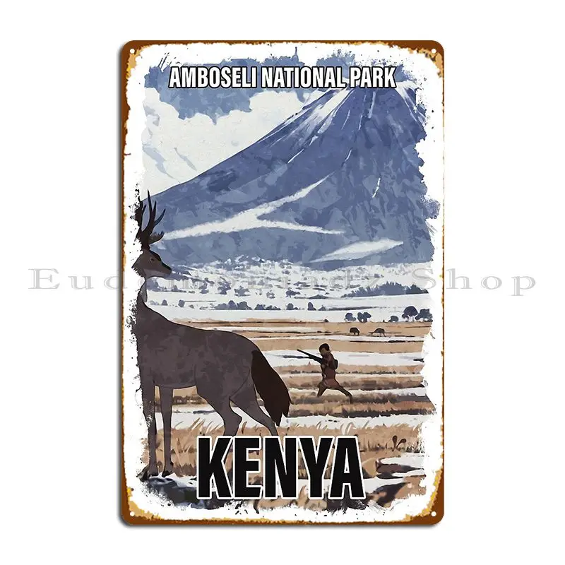 Amboseli National Park Kenya Poster Metal Plaque Poster Pub Cinema Retro Wall Cave Designer Tin Sign Poster