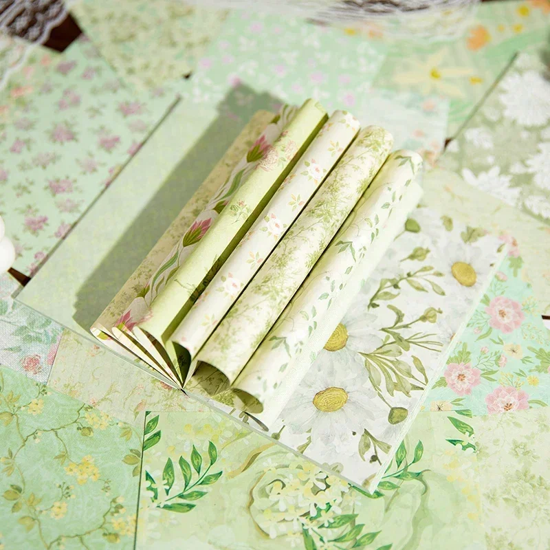 100 hojas de Material de papel para envolver flores y rosas, decoración de cuentas de fondo para álbum de recortes, Bloc de notas, libro de 144x94MM