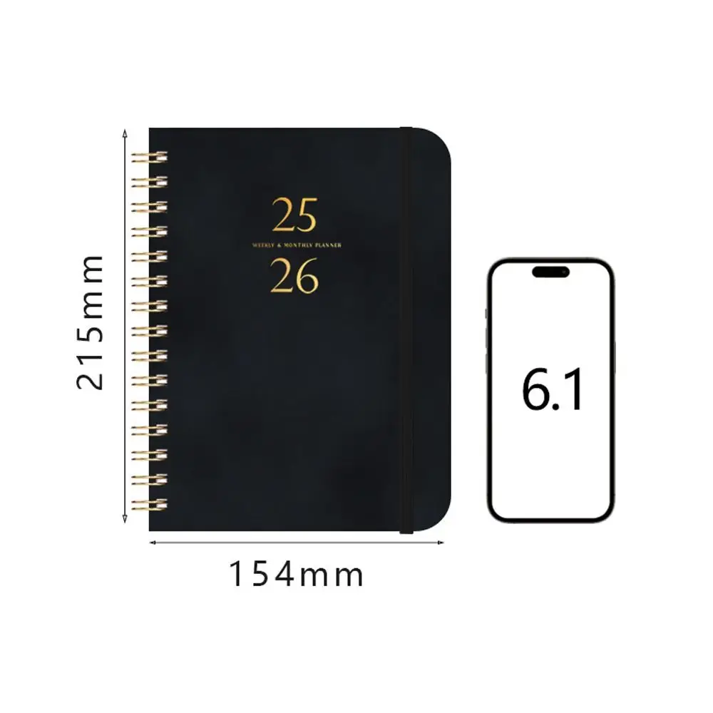 A5 Planner 2025-2026 Weekly and Monthly PU Leather Cover 2025-2026 Planner Inner Pocket Daily Schedules Calendar Notebook School