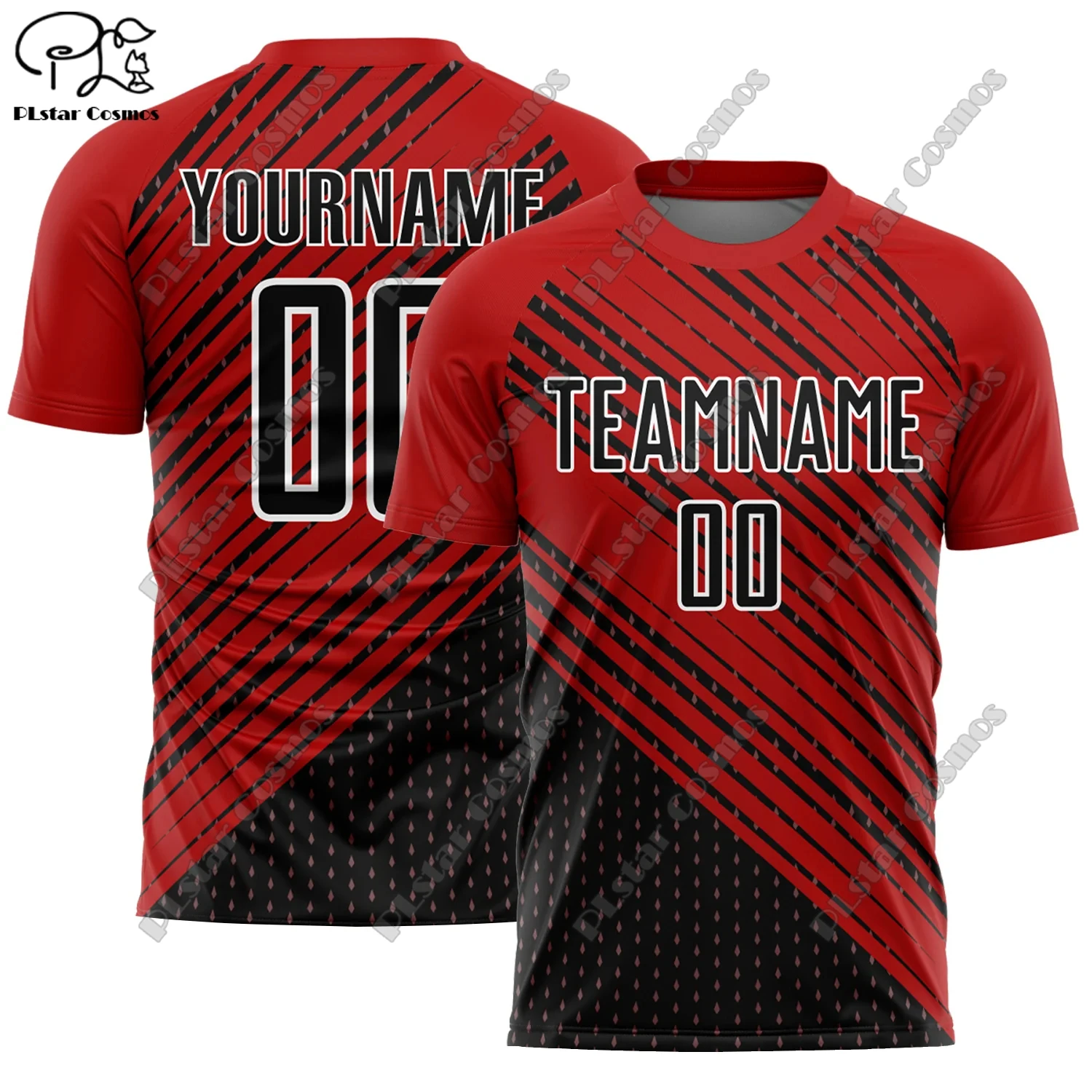 PLstar Cosmos Unisex Customized Name Team Name 3D Printed T-Shirt Geometric Variation Pattern Design Sports Top J-3