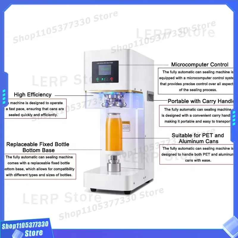 Automatic Electric Sealing Capping Machine for 330ml 500ml 650ml PET Jars Commercial Milk Tea Beverage Bottle Sealer