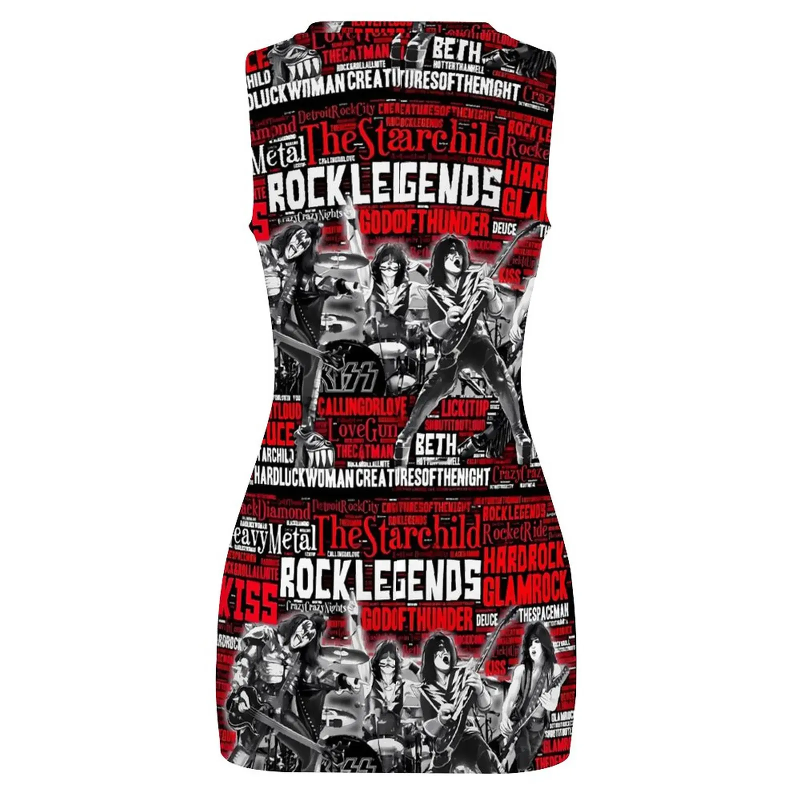 Kiss Band Bodycon Dress Summer Rock Music Print Cute Dresses Female Sleeveless Design Streetwear Dress 3XL 4XL 5XL