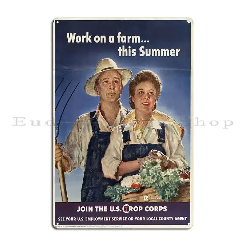 Wwii Propaganda Poster U S Crop Corps Metal Plaque Club Party Garage Garage Customized Tin Sign Poster