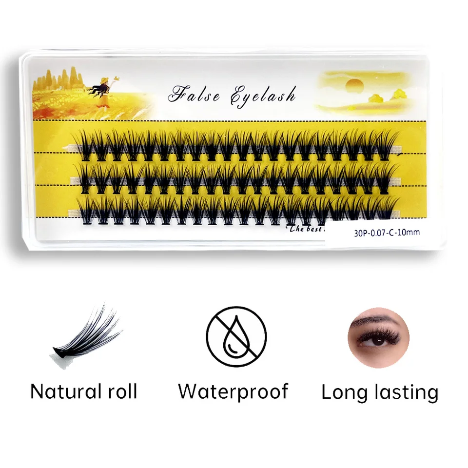 Racimos de Pestañas de Pelo Sintético 20/30D, 1 Caja con 60 Paquetes, Individuales Rusas 3D para Extensiones 5