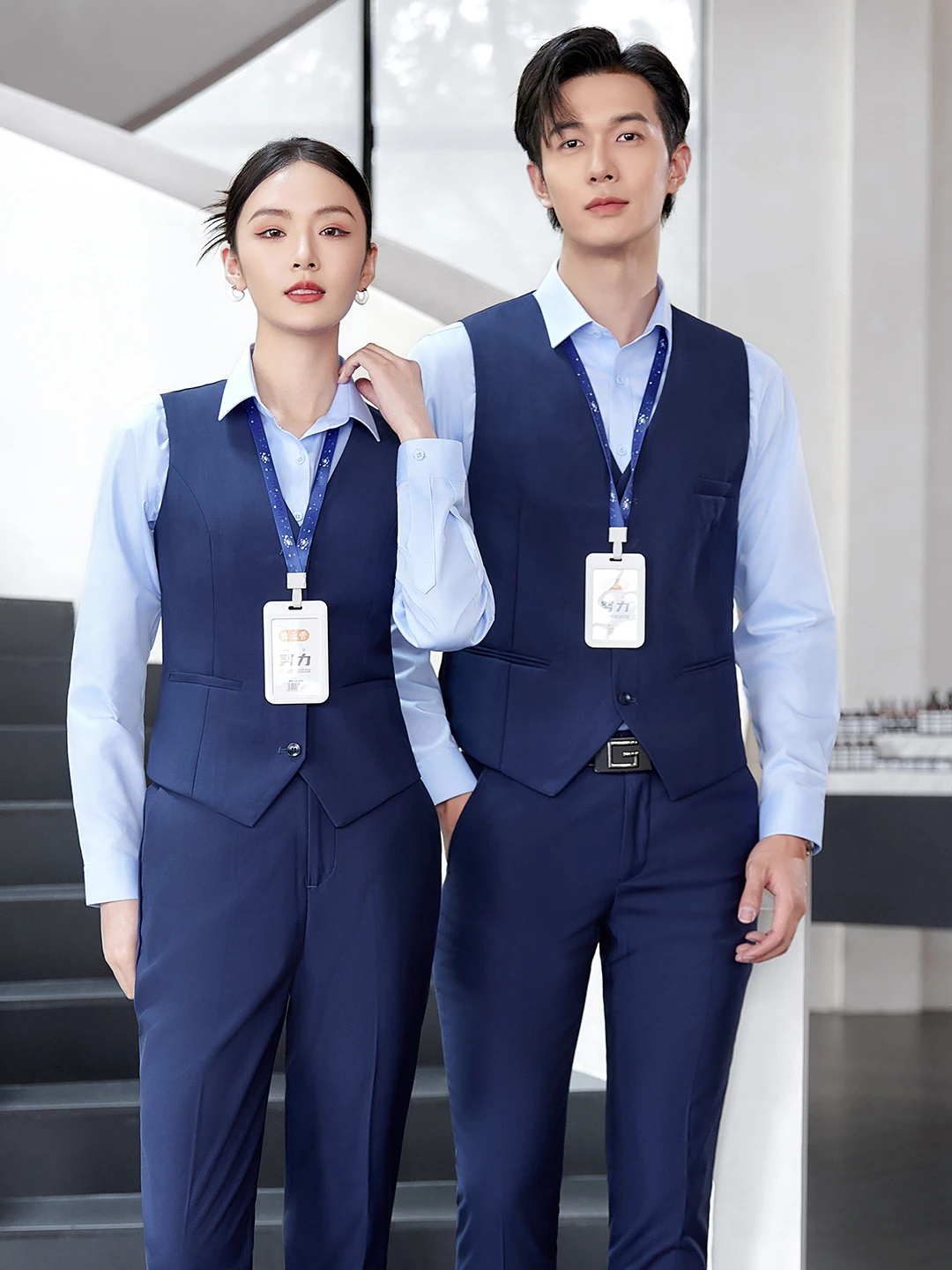 Commuters' Style 2026 New Slim Fit Workwear Vest Set for Women Royal Blue Professional Formal Men's And Women's Vest