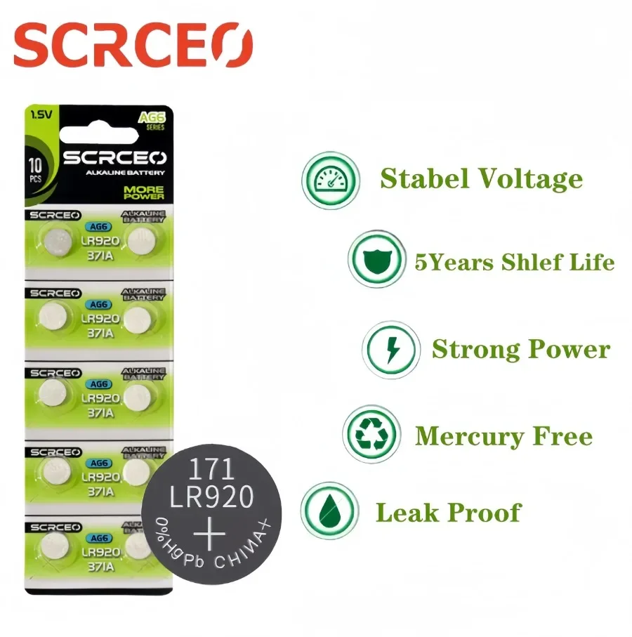 2-10 peças 1.55v ag6 371 sr920sw lr920 sr927 171 370 l921 lr69 sr920 baterias de botão para relógio brinquedos bateria de moeda de célula remota