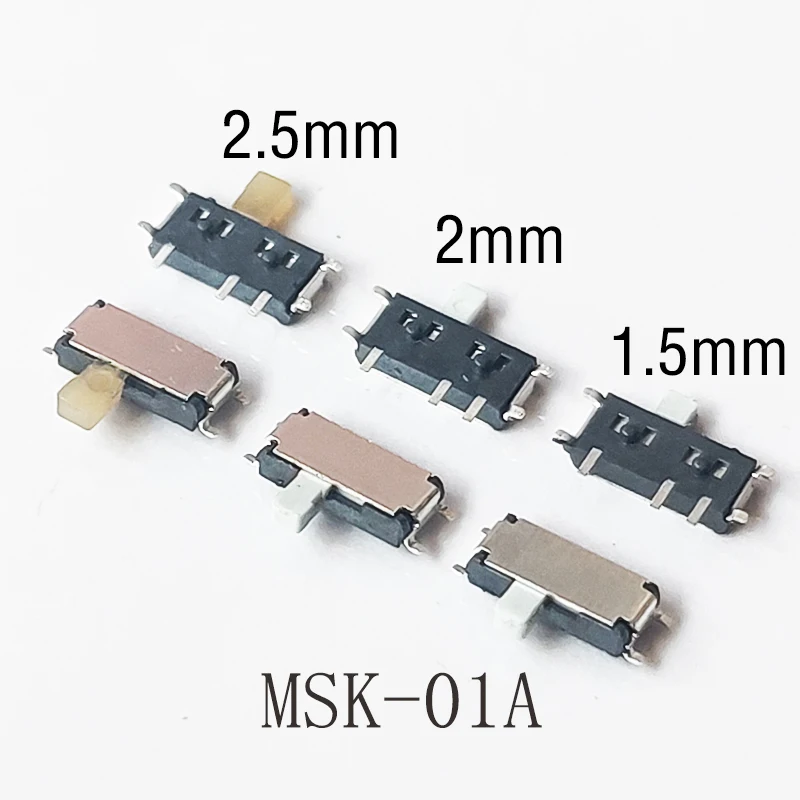 20PCS 7Pin Mini Slide Switch 2Position Micro Toggle Switch 1P2T 6.6x2.6mm H=1.5/2.0/2.5mm Miniature Horizontal Slide Switch SMD