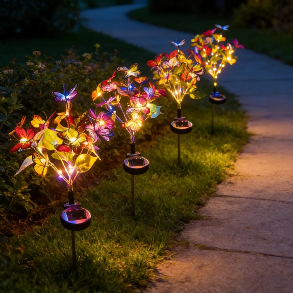 1PC Solar Colored Butterfly Courtyard Light, Outdoor Ground Mounted Landscape Light, Suitable For Garden And Lawn Decoration