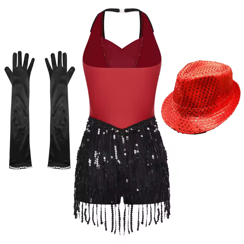 Women Modern Dance Dress Performance Costume Shiny Sequins Sleeveless Latin Jazz Tango Salsa Dance Leotard Bodysuit Dress Outfit - Image 2