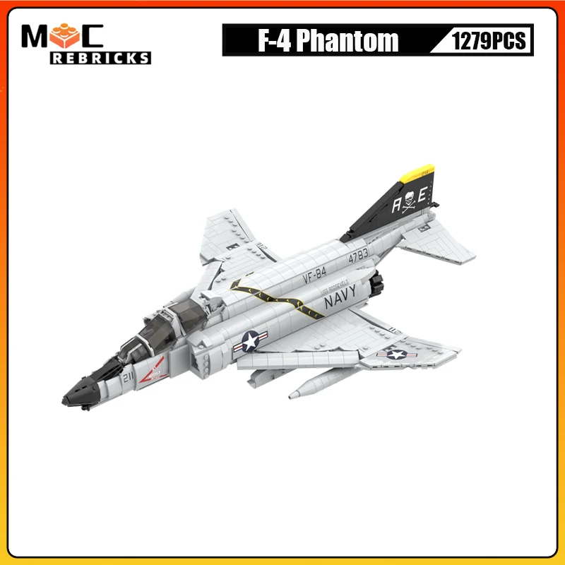 Military Fighter Collectibles Two-seat F-4 Phantom long-range Interceptor Building Blocks Models Bricks Toys for Boys XMAS Gifts