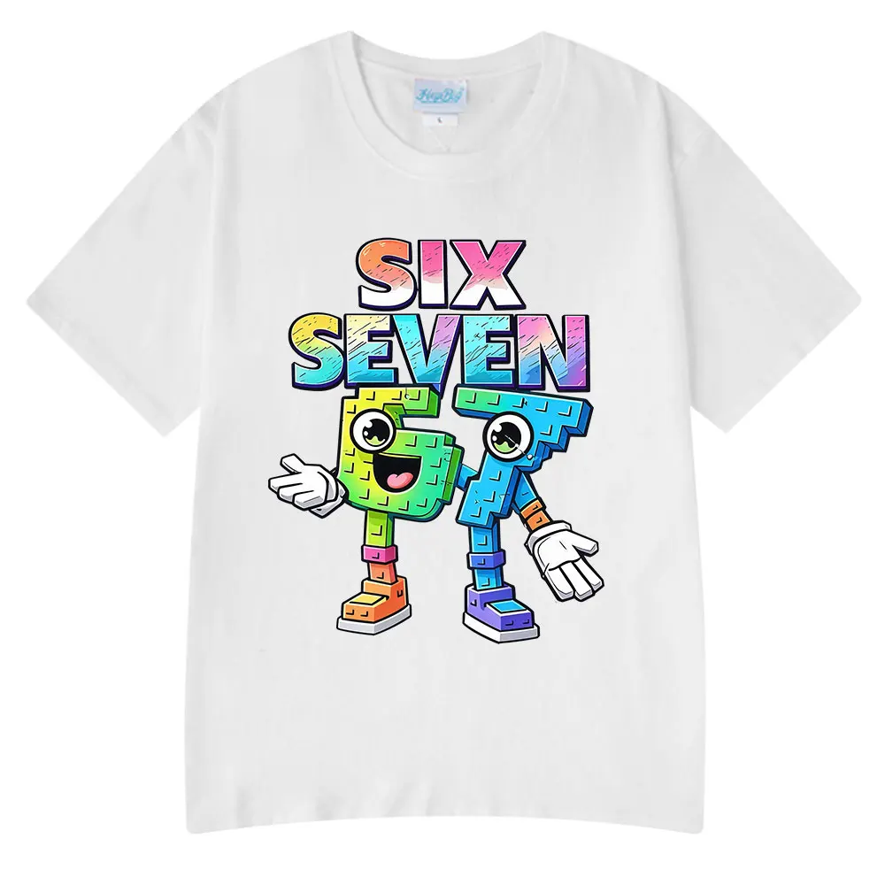 Six Seven Funny Cartoon Number 67 Meme T Shirts Men's Women Clothing Fashion Harajuku T Shirt Casual Short Sleeve T-shirt