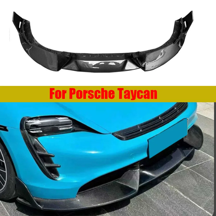 For Porsche Taycan Carbon Fiber Front lipCar Front Bumper Diverter Spoiler Diffuser chin MS style automotive parts