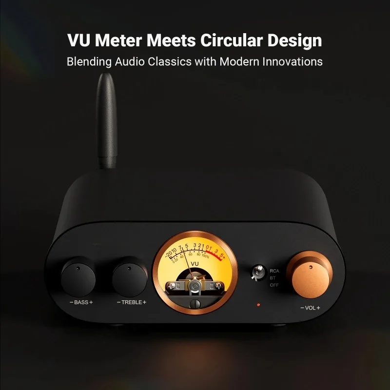 Audio Mini Amp with VU Meter 2 Channel HiFi Receiver for Passive Speaker Audio MC101 Bluetooth Stereo Amplifier Home