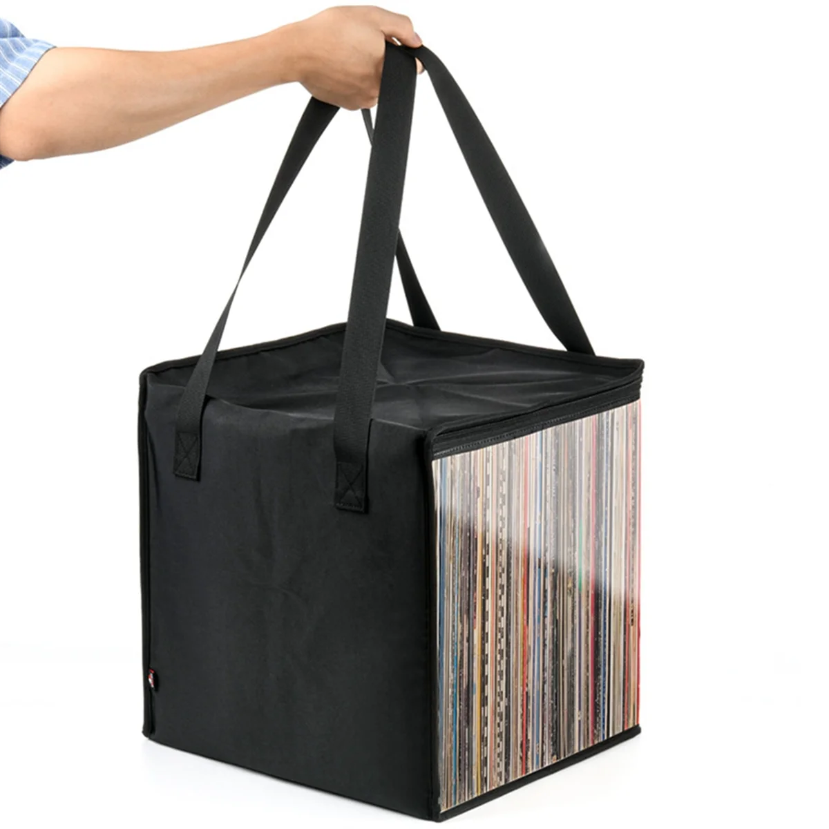 Vinyl Record Carrying Storage Case Travel Storage Bag Dustproof Portable Case with Lid Handles for 12 Inch Vinyl Albums