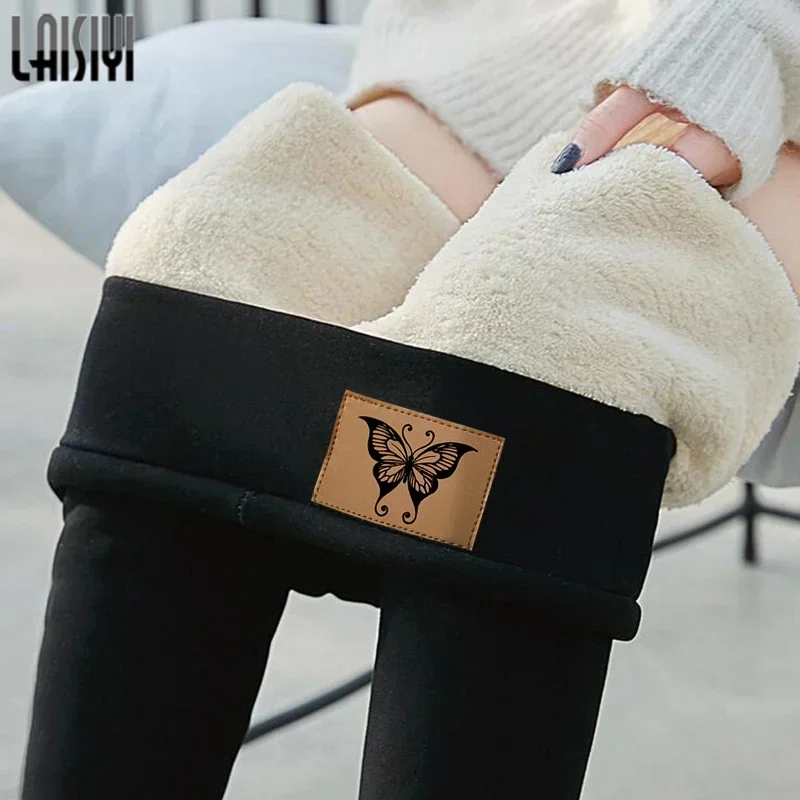 Winter Velvet Fleece Lined Leggings for Women Female Grey High Waisted Warm Thermal Pants Black Leggings Silm Fit Thick Trousers