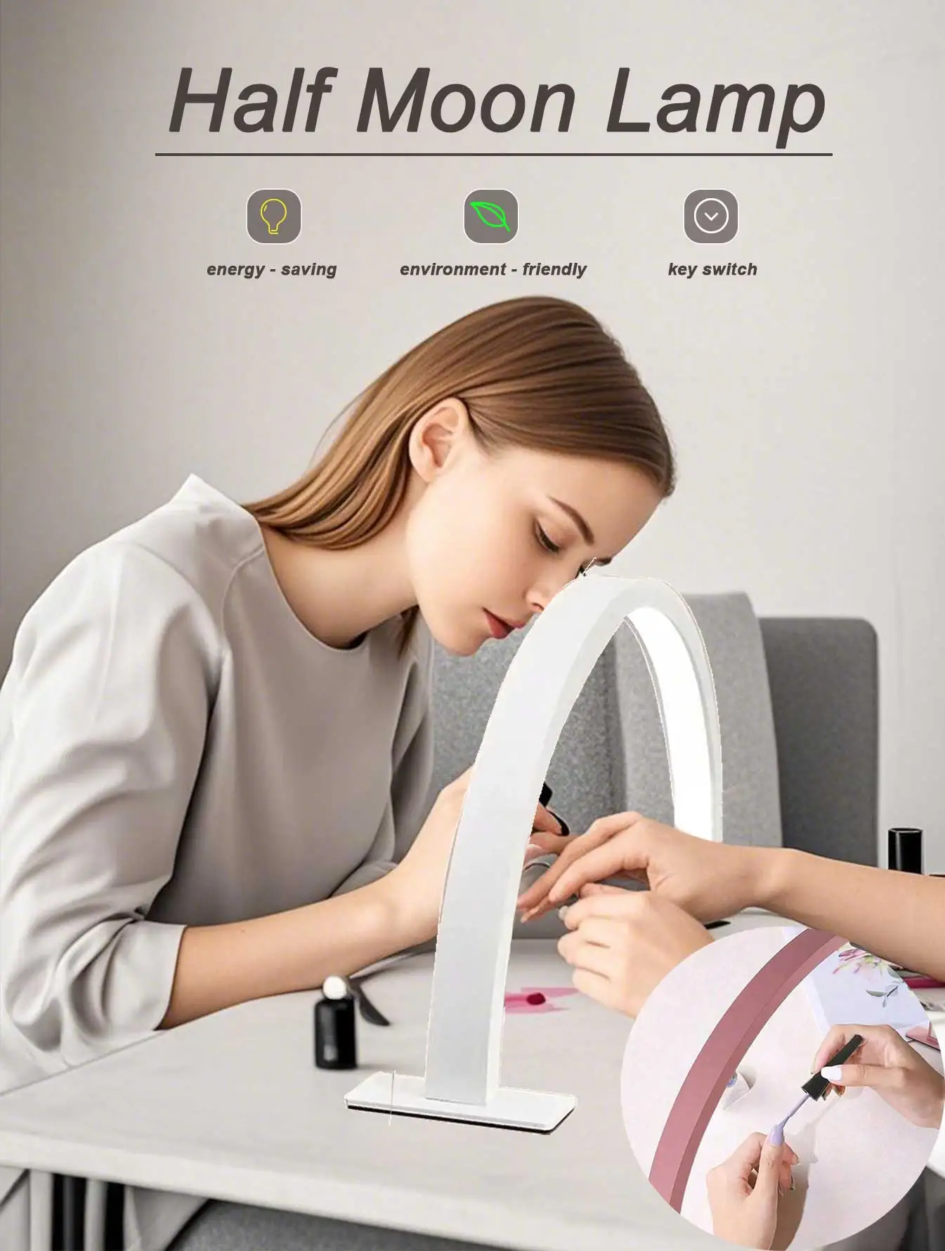 مصباح مكتبي لصالونات التجميل باللون الأبيض والوردي على شكل حرف U، سطوع USB عالي مع حامل حماية العين LED، مصباح إضاءة لملء الصالونات