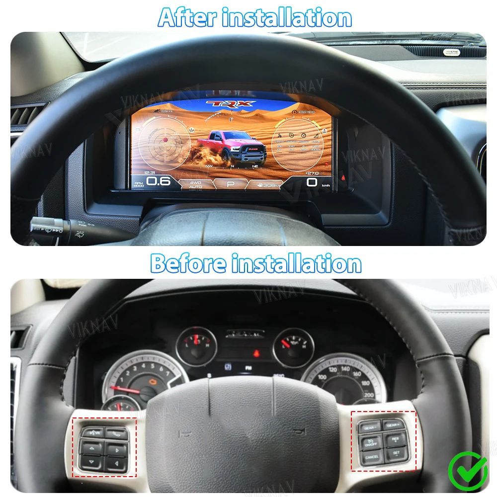 13.1 Latest Car Digital Gauge Cluster For Dodge Ram 1500 2500 3500 2013-2018 Instrument LCD Panel Dashboard Speedometer Display